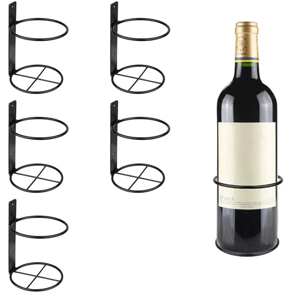 DJJSDMY Wine Racks Countertop 5PCS Wall Mounted Metal Wine Bottle Rack Iron Hanging for Home Kitchen Bar Easy to Install