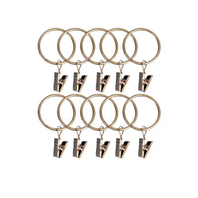 10/50x Curtain Clips Hooks Courtyards Decoration Hanging Metal Ring Window Home Bathroom Hardware Hook Supplies for Curtains and Rods(Antique Brass-25mm,30PCS)