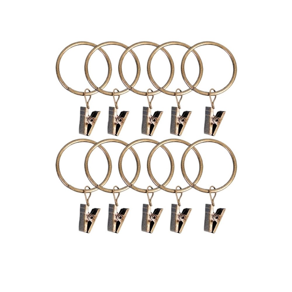 10/50x Curtain Clips Hooks Courtyards Decoration Hanging Metal Ring Window Home Bathroom Hardware Hook Supplies for Curtains and Rods(Antique Brass-25mm,30PCS)