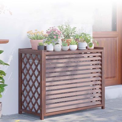 Air Conditioner Fence Wood, Free Standing Privacy Fence Panels for Outside, Outdoor Trash Can Screens, Air Conditioning Fences Screen Cover Flower Rack