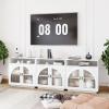 ALWXIA Sideboard Buffet Cabinet with Storage, 94.5 Farmhouse Curved Design Accent Cabinet with Acrylic Doors & Adjustable Shelves, Modern Coffee Bar (Sideboard W/Compartment_White, 3Pcs) view 1