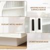 ALWXIA Sideboard Buffet Cabinet with Storage, 94.5 Farmhouse Curved Design Accent Cabinet with Acrylic Doors & Adjustable Shelves, Modern Coffee Bar (Sideboard W/Compartment_White, 3Pcs) view 3