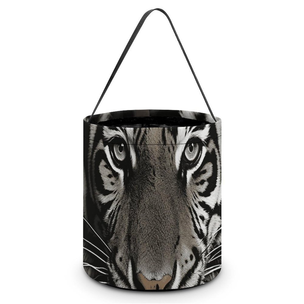 Black And White Tiger Trick Or Treat Bag Halloween Candy Bags Reusable Party Favor Bag for Christmas & Gift Exchange