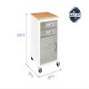 Heavy Duty Rolling Storage Cabinet with Wheels and Drawers, Workstation for Garage, Office, Workshop, 1 Door, 2 Drawer (20" W x 18" D x 34.7" H), White view 3