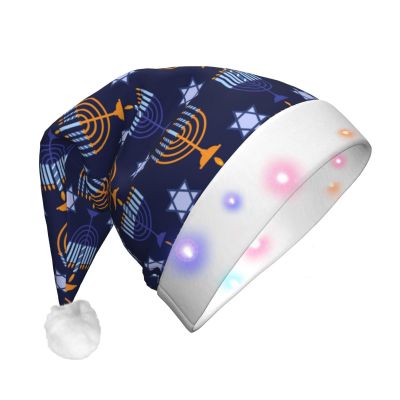 Lbacwy Happy Hanukkah Jewish Chanukah Holiday Christmas Hat Santa Hat Adults Xmas Hats For Costume Party Accessory Decoration