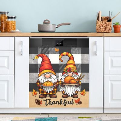 ALAZA Dishwasher Magnet Cover Thanksgiving Gnomes Dish Washer Cover Dishwasher Sticker Refrigerator Wash Machine Magnetic Covers 23 x 26 inches