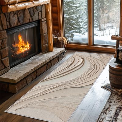 2.6x8 Abstract Wave Runner Rug for Hallway, Washable 3D Modern Rug Runner Non Slip, Abstract Wave Home Decor Carpet for Kitchen, Bedroom, Entryway, Laundry Room, Ultra Thin Soft E134
