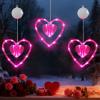 Lewondr 3Pcs Valentines Day Window Lights with 2 Lighting Modes, Pink view 1