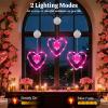 Lewondr 3Pcs Valentines Day Window Lights with 2 Lighting Modes, Pink view 2