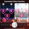 Lewondr 3Pcs Valentines Day Window Lights with 2 Lighting Modes, Pink view 3