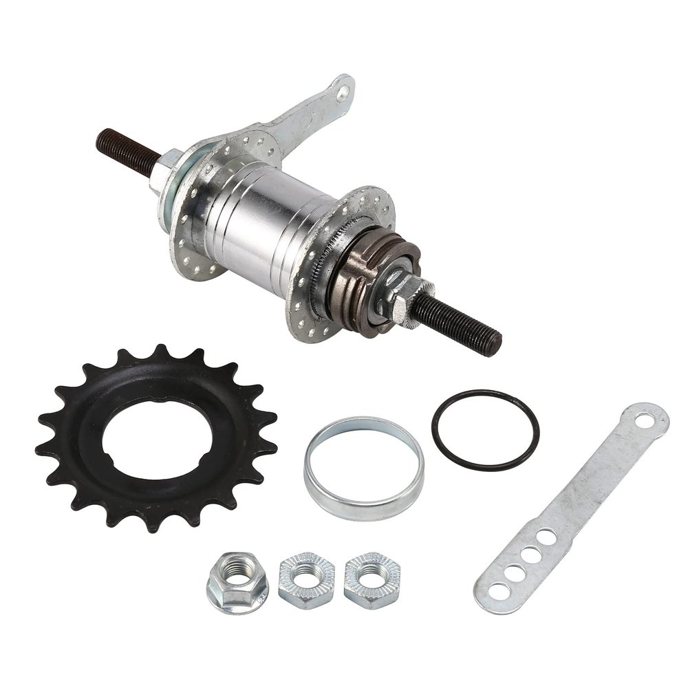 HYAWVCBL 32 Hole Reversing Ride Backwards Brake Fixed Gear Bike Rear Hub Aluminum Alloy Bicycle Bike Coaster Brake Rear Hub 32 Holes Fixed/Free Gear Silver