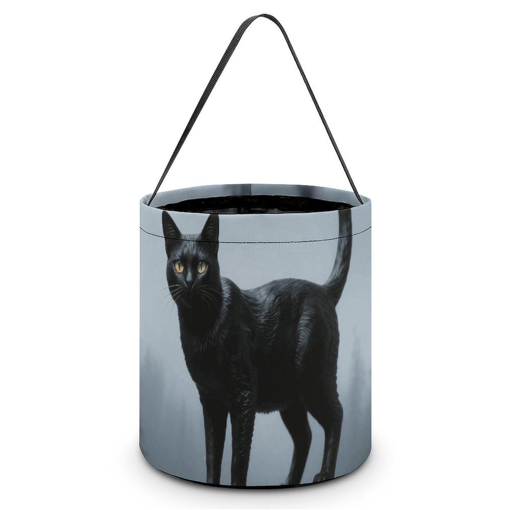 Halloween Trick Or Treat Bag Durable, Black Cat Candy Tote Bag Reusable Gift Bags for Party
