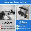 LIUZQWAED Hanging Garage Storage Rack, Pull Out Broom Holder, Multifunctional Slide Broom and Mop Organizer/Storage, for Kitchen/Closet/Home/Cupboard/Wardrobe(10.23in-8 Hook) view 4