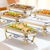 XYJBHB Chafing Dishes for Buffet, 9QT 5 Pack Chafing Dish Buffet Set, Stainless Steel Catering Warmer Server with 5 Full Size Pans for Home Party Wedding Buffets, Gold view 1