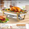 XYJBHB Chafing Dishes for Buffet, 9QT 5 Pack Chafing Dish Buffet Set, Stainless Steel Catering Warmer Server with 5 Full Size Pans for Home Party Wedding Buffets, Gold view 2