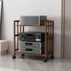 XDOPIRRS CD Player Stand Home Stereo,Movable HiFi Audio Rack,Audio Video Media Stand Cabine,with Height-Adjustable Shelf and Wheel, Audio Rack for Home, Office and Theater(Brown,31.5 * 14.9 * 34.6in) view 1
