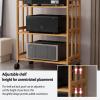 XDOPIRRS CD Player Stand Home Stereo,Movable HiFi Audio Rack,Audio Video Media Stand Cabine,with Height-Adjustable Shelf and Wheel, Audio Rack for Home, Office and Theater(Brown,31.5 * 14.9 * 34.6in) view 3