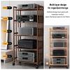 XDOPIRRS CD Player Stand Home Stereo,Movable HiFi Audio Rack,Audio Video Media Stand Cabine,with Height-Adjustable Shelf and Wheel, Audio Rack for Home, Office and Theater(Brown,31.5 * 14.9 * 34.6in) view 4