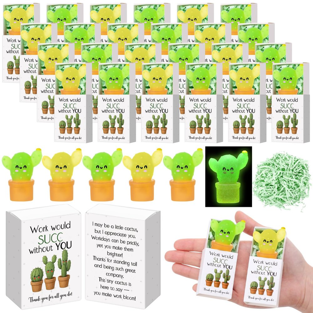 Wettarn 60 Sets Cactus Thank You Boxes,Novelty Work Cactus