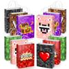 12 Pixel Birthday Favor Bags with Handles - Kids Party Candy Favor Bags, Video Game Party Decoration Supplies, for Boys and Girls Pixel Birthday Decoration view 1