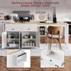 HZSSDTKJ 74.5-Inch Modern Kitchen Island with Extendable Dining Table, Wooden Rolling Storage Cart on Wheels with 4 Door Cabinet, 2 Drawers and Spice Rack for Kitchen, Dining Room (White-06) view 4