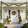 2 Pack 9FT Pre-lit Snow Flocked Christmas Garland, Artificial Christmas Garland Fake Green Faux Lighted Artificial Xmas Garland for Table Fireplace Mantle Holiday Home Indoor Outdoor Decor view 1