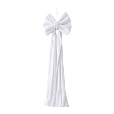 Menolana Christmas Bow Xmas Decor Supplies Giant Bowknot Velvet Ornament for Indoor Farmhouse Front Door Staircase Wedding, Whote