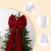 Menolana Christmas Bow Xmas Decor Supplies Giant Bowknot Velvet Ornament for Indoor Farmhouse Front Door Staircase Wedding, Whote view 4