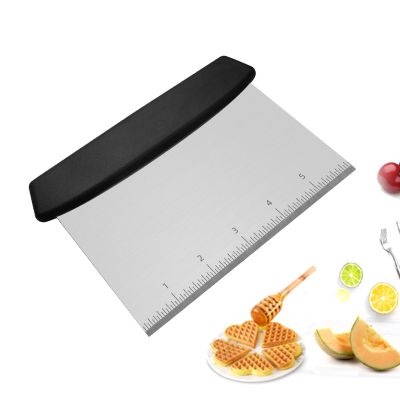 ANIS KEBBR 1 Pack Black Stainless Steel Bench Scraper & Chopper Ideal Baking Essential, Dough/Pastry/Food Cutter for Cake, Pizza, Bread & Cooking
