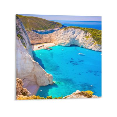 Beach Canvas Prints Paintings Shipwreck Beach On Zakynthos Island In Greece Modern Wall Decor For Bedroom Office Decor 20x20 Inch