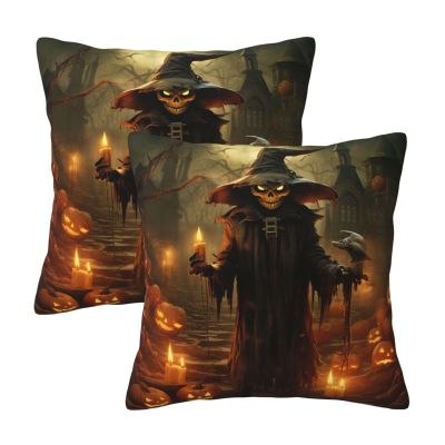 LEVNDIEJ Pumpkin Halloween Print Pillow Cases Pillowcase Pack of 2 Throw Pillow Cover,20x20 Inches for Couch Sofa Bed