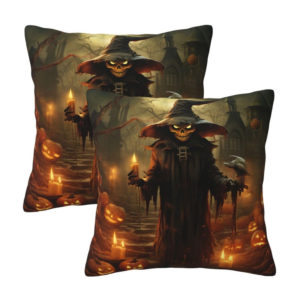 LEVNDIEJ Pumpkin Halloween Print Pillow Cases Pillowcase Pack of 2 Throw Pillow Cover,20x20 Inches for Couch Sofa Bed