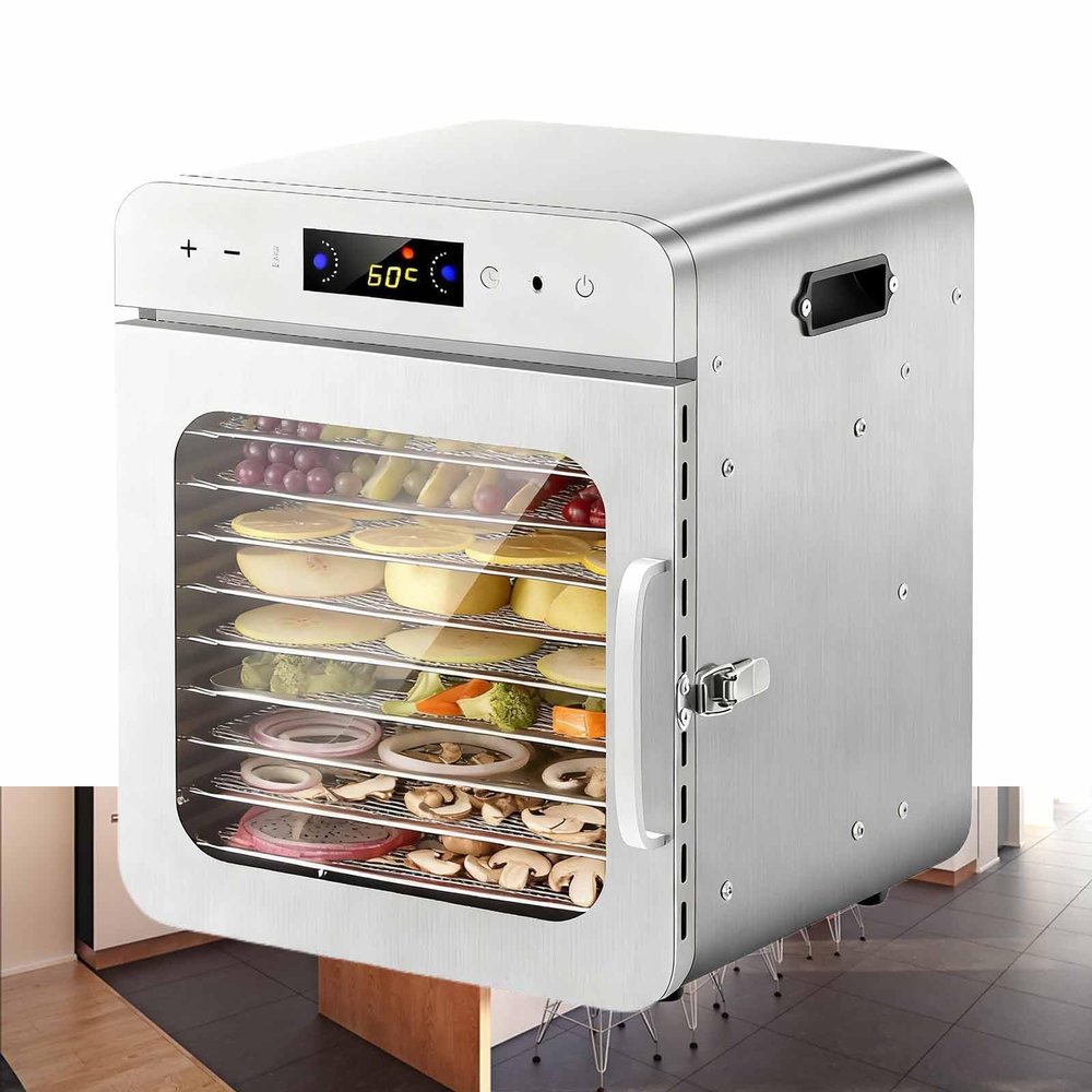 YIGECHENXIN Electric Food Dehydrator Machine Stainless Steel Adjustable Temperature Fruit Vegetables Dryer with 10 Tray Time-Saving and Labor-Saving Easy to Clean(220V/110V),220V