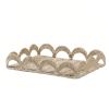 EWMKEODCA Basket,Scalloped Rectangular Wicker Rattan Tray,Hand Woven for Home Decor,Coffee Table,Storage and Organization view 1