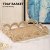 EWMKEODCA Basket,Scalloped Rectangular Wicker Rattan Tray,Hand Woven for Home Decor,Coffee Table,Storage and Organization view 2
