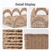 EWMKEODCA Basket,Scalloped Rectangular Wicker Rattan Tray,Hand Woven for Home Decor,Coffee Table,Storage and Organization view 4