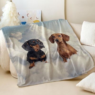 Hyper-Realistic Dream Photography Dachshund Printed Blanket, Ultra Soft Cozy Flannel Throw Blanket, Perfect for Animal Lovers Home Decor (03,70 x 80in)