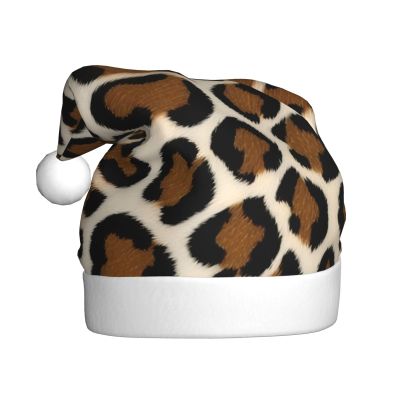 FKGKDF Leopard Print Adult Santa Hat, Holiday Accessory, Xmas Hat For Holiday Parties, Stage Performances