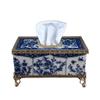 YMGSCC Home Tissue Box Ceramic with Copper and White Porcelain Dinner Paper Sample Room Decoration view 1