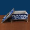 YMGSCC Home Tissue Box Ceramic with Copper and White Porcelain Dinner Paper Sample Room Decoration view 4