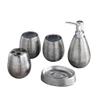 5-Piece Ceramic Bathroom Set with Brushed Silver Finish, Soap Dispenser, Toothbrush Holder, Soap Dish, Tumbler Bath Set(B) view 1