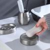 5-Piece Ceramic Bathroom Set with Brushed Silver Finish, Soap Dispenser, Toothbrush Holder, Soap Dish, Tumbler Bath Set(B) view 3