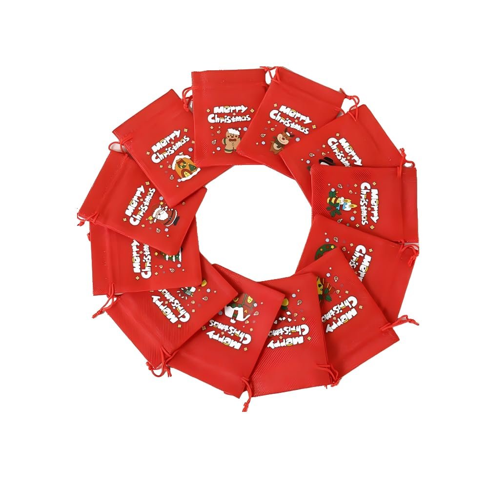 Christmas Gift Bags with Drawstring, Linen Burlap Material (2-B, 13 * 18cm)
