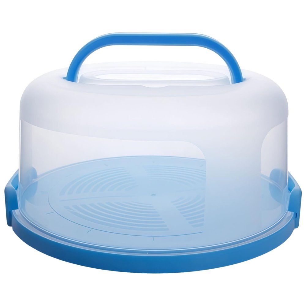 LUMINFLY Holds 10 in / 25.4 Cm Round Pie and Cake, Carrier Plastic with Handle and Lid, Clear Portable Box Bakery Tall, Base Reusable with Washable, Includes Sturdy Latches