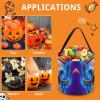 Halloween Trick Or Treat Bag Durable, Fire USA Flag Skull Candy Tote Bag Reusable Gift Bags for Party view 3