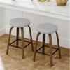 AILUNWALL Bar Stools Set of 2, Counter Height Backless Bar Stools, 26" Swivel Barstools Kitchen Chair with Upholstered Fabric Seat, Gray view 3