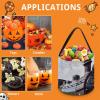 Large Halloween Tote Treat Bags Steam Locomotive Train2 Printed Halloween Goodie Candy Bags,Snack Grocery Tote with Handles view 3
