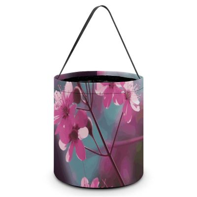 BWQJKUO Large Halloween Tote Treat Bags Small Pink Flowers Printed Halloween Goodie Candy Bags,Snack Grocery Tote with Handles