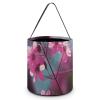 BWQJKUO Large Halloween Tote Treat Bags Small Pink Flowers Printed Halloween Goodie Candy Bags,Snack Grocery Tote with Handles view 1