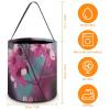 BWQJKUO Large Halloween Tote Treat Bags Small Pink Flowers Printed Halloween Goodie Candy Bags,Snack Grocery Tote with Handles view 2